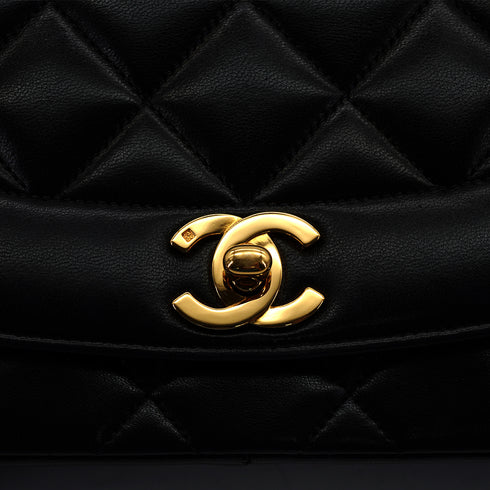 VINTAGE CHANEL DIANA MEDIUM CHAIN SHOULDER BAG BLACK LAMB SKIN GOLD HARDWARE 90343002