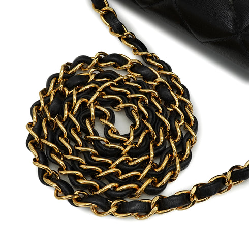 VINTAGE CHANEL DIANA MEDIUM CHAIN SHOULDER BAG BLACK LAMB SKIN GOLD HARDWARE 90343002