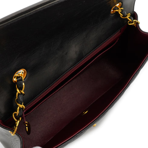 VINTAGE CHANEL DIANA MEDIUM CHAIN SHOULDER BAG BLACK LAMB SKIN GOLD HARDWARE 90344366