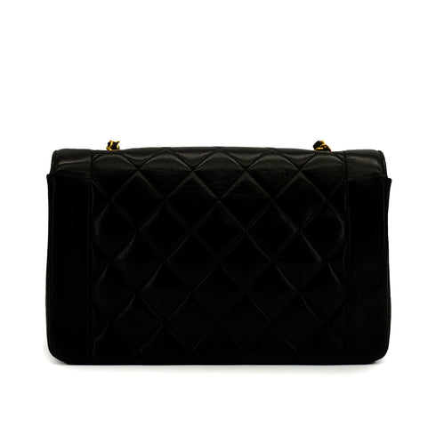 VINTAGE CHANEL DIANA MEDIUM CHAIN SHOULDER BAG BLACK LAMB SKIN GOLD HARDWARE 90344366