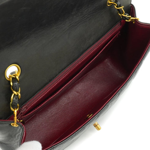 VINTAGE CHANEL DIANA MEDIUM CHAIN SHOULDER BAG BLACK LAMB SKIN GOLD HARDWARE 90349266