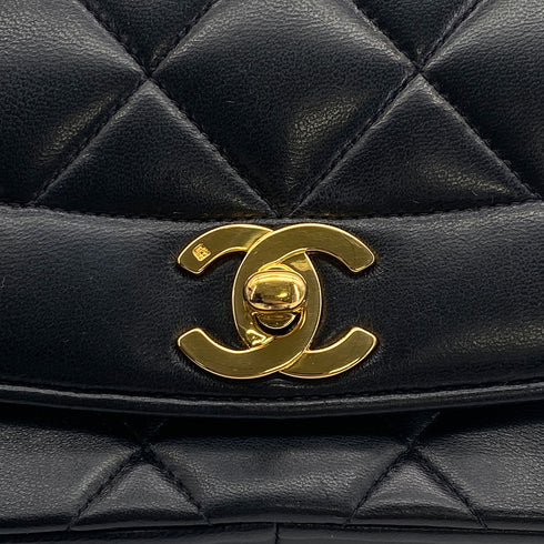 VINTAGE CHANEL DIANA MEDIUM CHAIN SHOULDER BAG BLACK LAMB SKIN GOLD HARDWARE 90317869