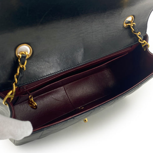 VINTAGE CHANEL DIANA MEDIUM CHAIN SHOULDER BAG BLACK LAMB SKIN GOLD HARDWARE 90317869