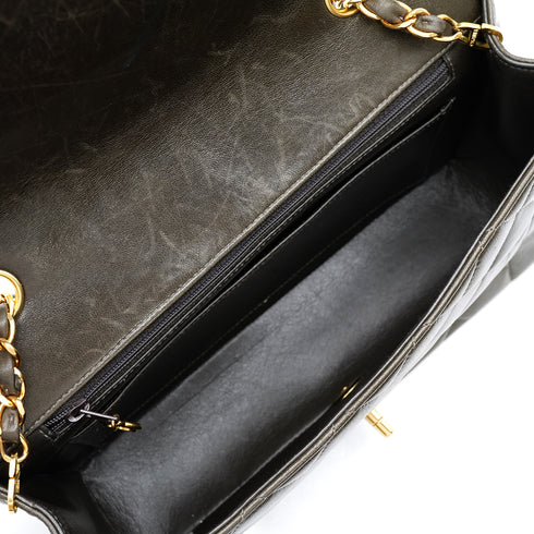 VINTAGE CHANEL DIANA MEDIUM CHAIN SHOULDER BAG KHAKI LAMB SKIN GOLD HARDWARE 90343619