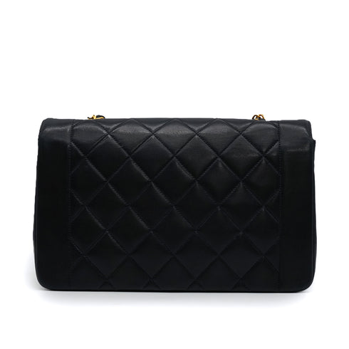 VINTAGE CHANEL DIANA MEDIUM CHAIN SHOULDER BAG NAVY LAMB SKIN GOLD HARDWARE 90335600