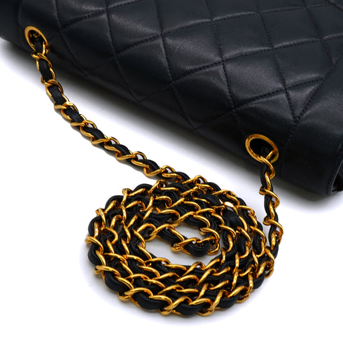VINTAGE CHANEL DIANA MEDIUM CHAIN SHOULDER BAG NAVY LAMB SKIN GOLD HARDWARE 90335600