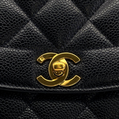 VINTAGE CHANEL DIANA MIDIUM CHAIN SHOULDER BAG BLACK CAVIAR SKIN GOLD HARDWARE 90318522