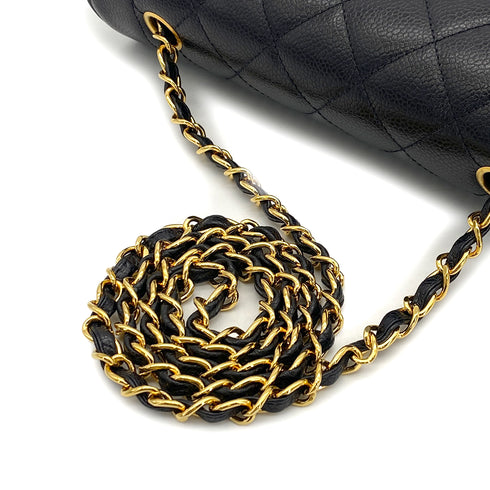 VINTAGE CHANEL DIANA MIDIUM CHAIN SHOULDER BAG BLACK CAVIAR SKIN GOLD HARDWARE 90318522