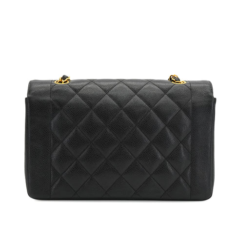 VINTAGE CHANEL DIANA MIDIUM CHAIN SHOULDER BAG BLACK CAVIAR SKIN GOLD HARDWARE 90334147