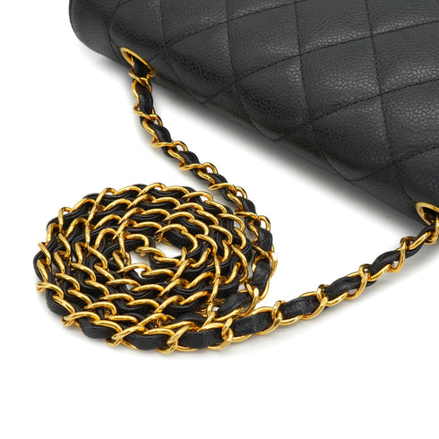 VINTAGE CHANEL DIANA MIDIUM CHAIN SHOULDER BAG BLACK CAVIAR SKIN GOLD HARDWARE 90334147