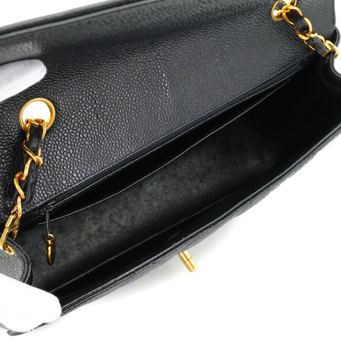 VINTAGE CHANEL DIANA MIDIUM CHAIN SHOULDER BAG BLACK CAVIAR SKIN GOLD HARDWARE 90334147