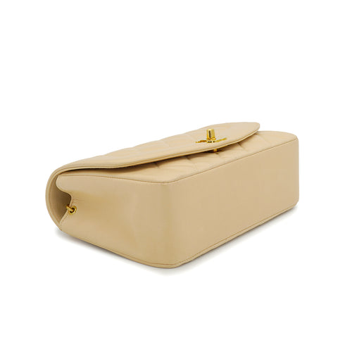 VINTAGE CHANEL DIANA SMALL CHAIN SHOULDER BAG BEIGE LAMB SKIN GOLD HARDWARE 90334269