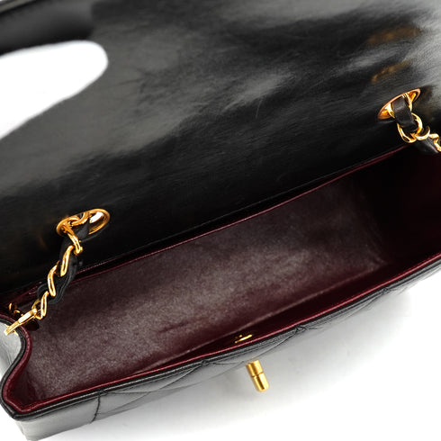 VINTAGE CHANEL DIANA SMALL CHAIN SHOULDER BAG BLACK LAMB SKIN GOLD HARDWARE 90330930