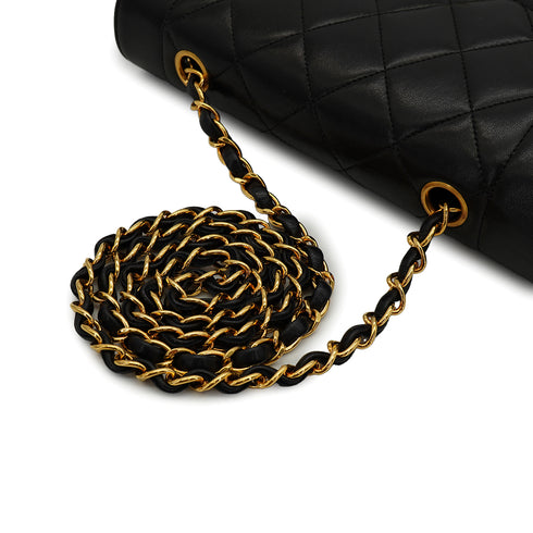VINTAGE CHANEL DIANA SMALL CHAIN SHOULDER BAG BLACK LAMB SKIN GOLD HARDWARE 90331243