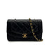 VINTAGE CHANEL DIANA SMALL CHAIN SHOULDER BAG BLACK LAMB SKIN GOLD HARDWARE 90317884