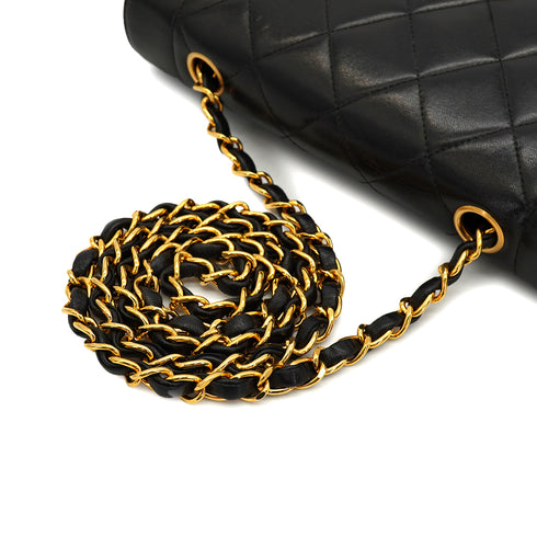 VINTAGE CHANEL DIANA SMALL CHAIN SHOULDER BAG BLACK LAMB SKIN GOLD HARDWARE 90330929
