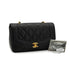 VINTAGE CHANEL DIANA SMALL CHAIN SHOULDER BAG BLACK LAMB SKIN GOLD HARDWARE 90332912