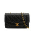 VINTAGE CHANEL DIANA SMALL CHAIN SHOULDER BAG BLACK LAMB SKIN GOLD HARDWARE 90332928