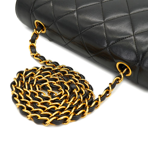 VINTAGE CHANEL DIANA SMALL CHAIN SHOULDER BAG BLACK LAMB SKIN GOLD HARDWARE 90332928