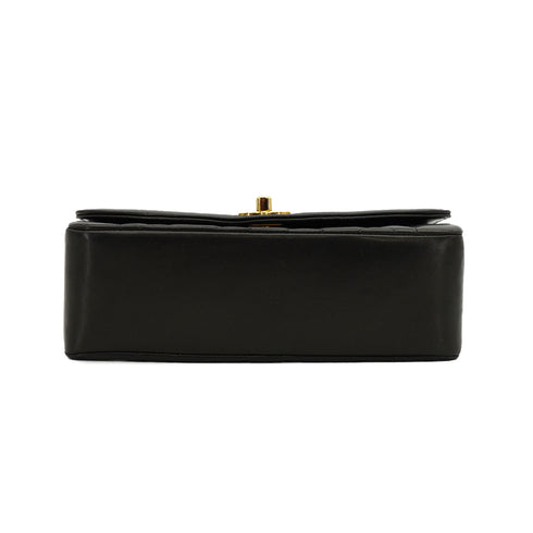 VINTAGE CHANEL DIANA SMALL CHAIN SHOULDER BAG BLACK LAMB SKIN GOLD HARDWARE 90334498