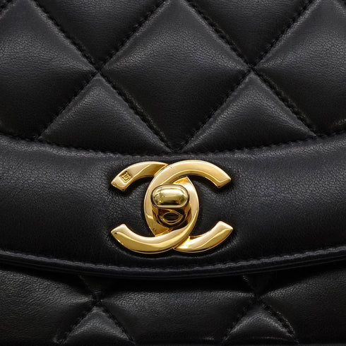 VINTAGE CHANEL DIANA SMALL CHAIN SHOULDER BAG BLACK LAMB SKIN GOLD HARDWARE 90334498