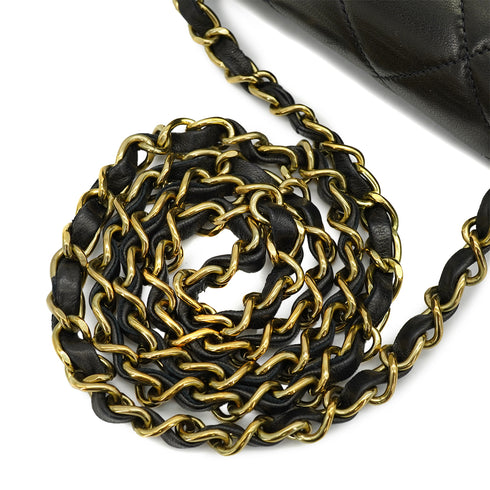 VINTAGE CHANEL DIANA SMALL CHAIN SHOULDER BAG BLACK LAMB SKIN GOLD HARDWARE 90334498