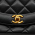 VINTAGE CHANEL DIANA SMALL CHAIN SHOULDER BAG BLACK LAMB SKIN GOLD HARDWARE 90337270
