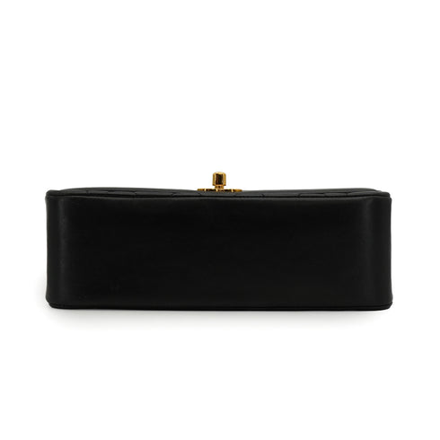 VINTAGE CHANEL DIANA SMALL CHAIN SHOULDER BAG BLACK LAMB SKIN GOLD HARDWARE 90337278