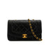 VINTAGE CHANEL DIANA SMALL CHAIN SHOULDER BAG BLACK LAMB SKIN GOLD HARDWARE 90337294