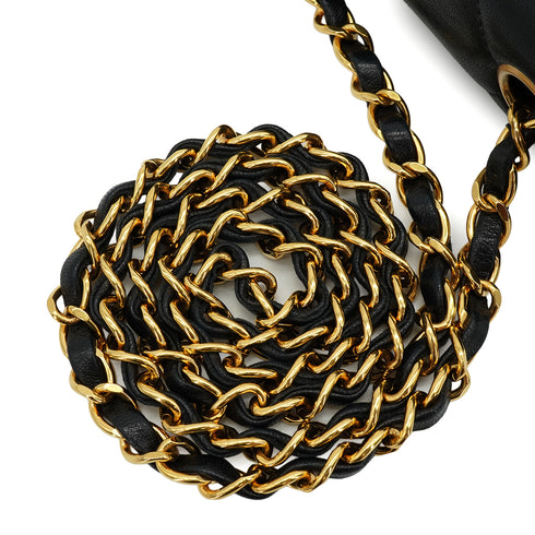 VINTAGE CHANEL DIANA SMALL CHAIN SHOULDER BAG BLACK LAMB SKIN GOLD HARDWARE 90337658