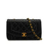VINTAGE CHANEL DIANA SMALL CHAIN SHOULDER BAG BLACK LAMB SKIN GOLD HARDWARE 90339939