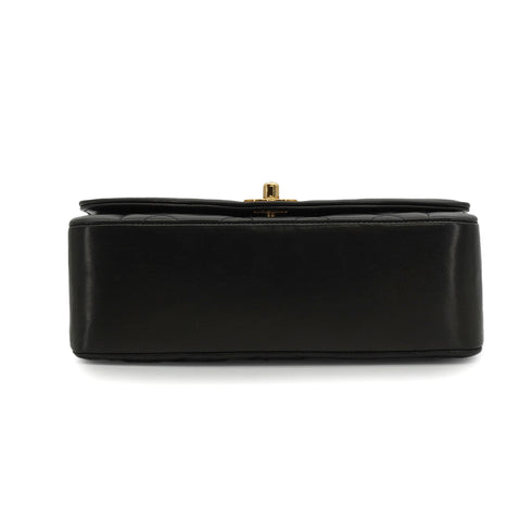 VINTAGE CHANEL DIANA SMALL CHAIN SHOULDER BAG BLACK LAMB SKIN GOLD HARDWARE 90340144
