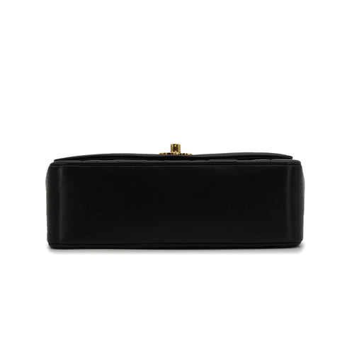 VINTAGE CHANEL DIANA SMALL CHAIN SHOULDER BAG BLACK LAMB SKIN GOLD HARDWARE 90340151