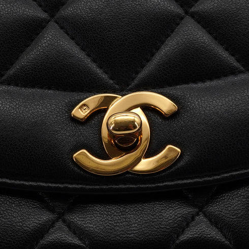 VINTAGE CHANEL DIANA SMALL CHAIN SHOULDER BAG BLACK LAMB SKIN GOLD HARDWARE 90340151