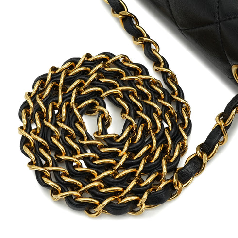VINTAGE CHANEL DIANA SMALL CHAIN SHOULDER BAG BLACK LAMB SKIN GOLD HARDWARE 90340151
