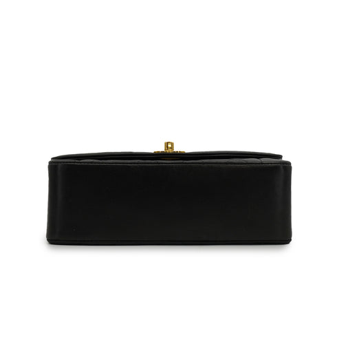 VINTAGE CHANEL DIANA SMALL CHAIN SHOULDER BAG BLACK LAMB SKIN GOLD HARDWARE 90340155