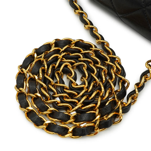 VINTAGE CHANEL DIANA SMALL CHAIN SHOULDER BAG BLACK LAMB SKIN GOLD HARDWARE 90340155
