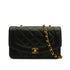 VINTAGE CHANEL DIANA SMALL CHAIN SHOULDER BAG BLACK LAMB SKIN GOLD HARDWARE 90340487