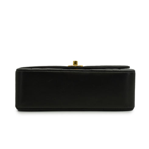 VINTAGE CHANEL DIANA SMALL CHAIN SHOULDER BAG BLACK LAMB SKIN GOLD HARDWARE 90340487