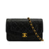 VINTAGE CHANEL DIANA SMALL CHAIN SHOULDER BAG BLACK LAMB SKIN GOLD HARDWARE 90341441