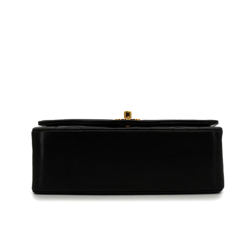 VINTAGE CHANEL DIANA SMALL CHAIN SHOULDER BAG BLACK LAMB SKIN GOLD HARDWARE 90341854