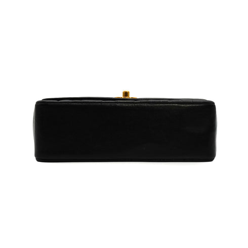 VINTAGE CHANEL DIANA SMALL CHAIN SHOULDER BAG BLACK LAMB SKIN GOLD HARDWARE 90341861