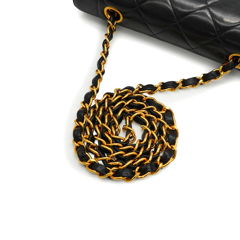 VINTAGE CHANEL DIANA SMALL CHAIN SHOULDER BAG BLACK LAMB SKIN GOLD HARDWARE 90341861
