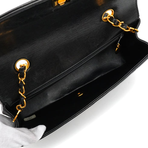 VINTAGE CHANEL DIANA SMALL CHAIN SHOULDER BAG BLACK LAMB SKIN GOLD HARDWARE 90341861