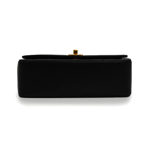 VINTAGE CHANEL DIANA SMALL CHAIN SHOULDER BAG BLACK LAMB SKIN GOLD HARDWARE 90341868