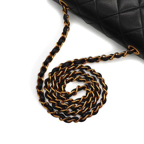 VINTAGE CHANEL DIANA SMALL CHAIN SHOULDER BAG BLACK LAMB SKIN GOLD HARDWARE 90341868