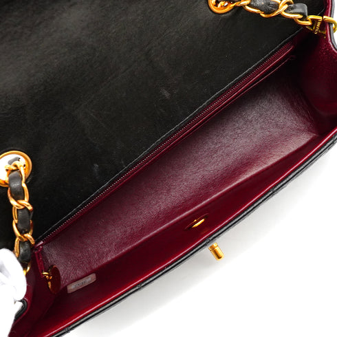 VINTAGE CHANEL DIANA SMALL CHAIN SHOULDER BAG BLACK LAMB SKIN GOLD HARDWARE 90341868
