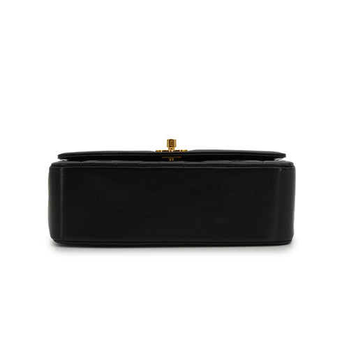 VINTAGE CHANEL DIANA SMALL CHAIN SHOULDER BAG BLACK LAMB SKIN GOLD HARDWARE 90342578