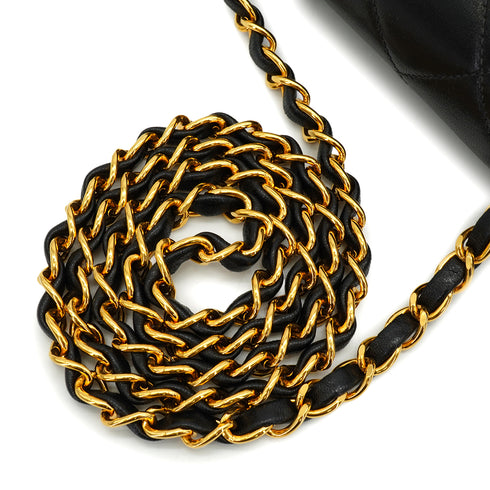 VINTAGE CHANEL DIANA SMALL CHAIN SHOULDER BAG BLACK LAMB SKIN GOLD HARDWARE 90342578