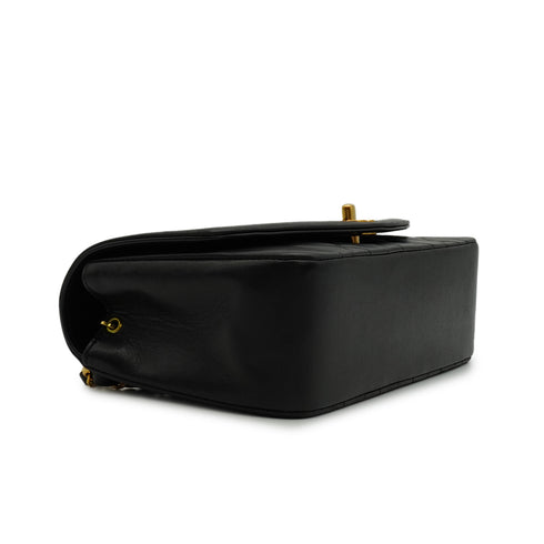 VINTAGE CHANEL DIANA SMALL CHAIN SHOULDER BAG BLACK LAMB SKIN GOLD HARDWARE 90342587